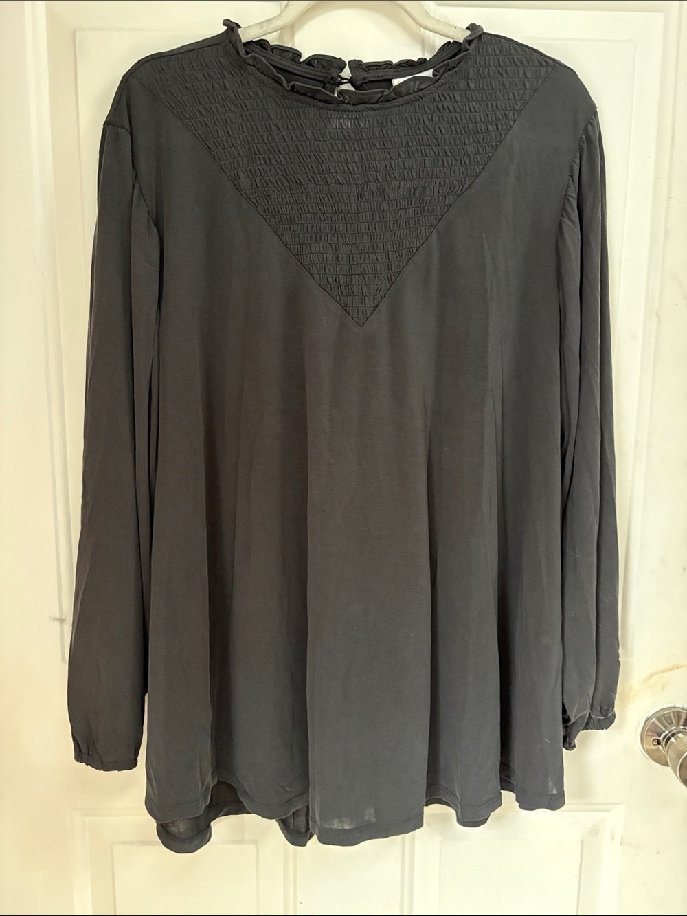 LuLaRoe Black Long Sleeve Smocked Yoke Top